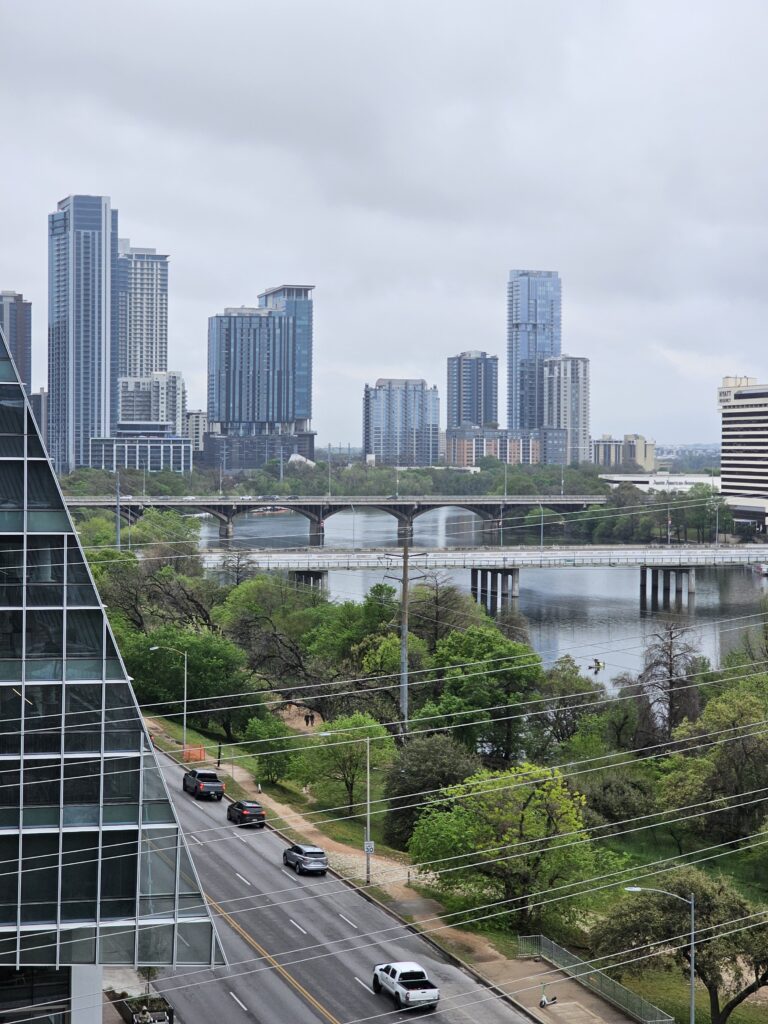 the view from the Austin library