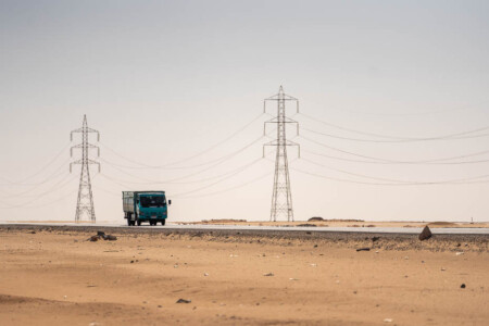 Driving through a desert in Egypt