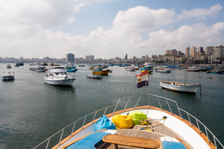 the view from yacht in Alexandria Egypt